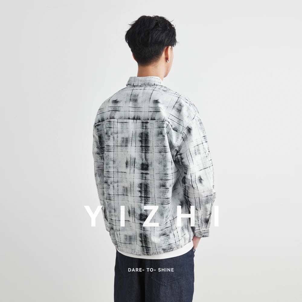 Long Sleeve Casual Shirt Men's Loose Fit Autumn Fashion Outerwear for Teenagers Couples Plaid Pattern Comfortable Shirt Male