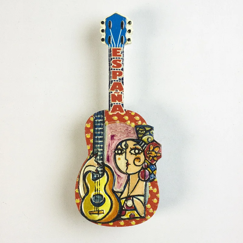

Guitar from Barcelona, Spain, colorful refrigerator magnet, personalized and creative home decoration