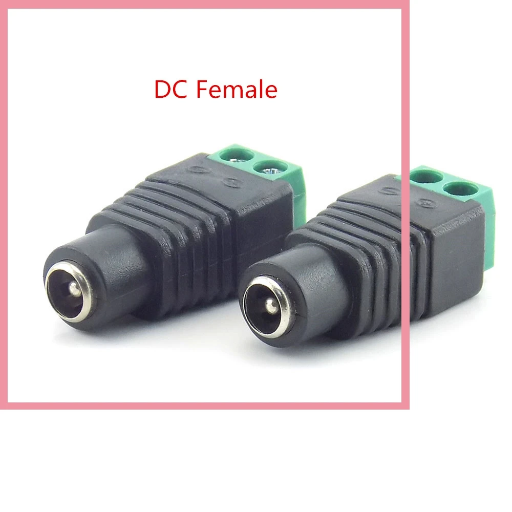 10pcs 12V DC Male DC Female Plug BNC Male Connector Plug CCTV DC Power Cable 2.1 x 5.5mm BNC Adapter for Led Strip Light B6
