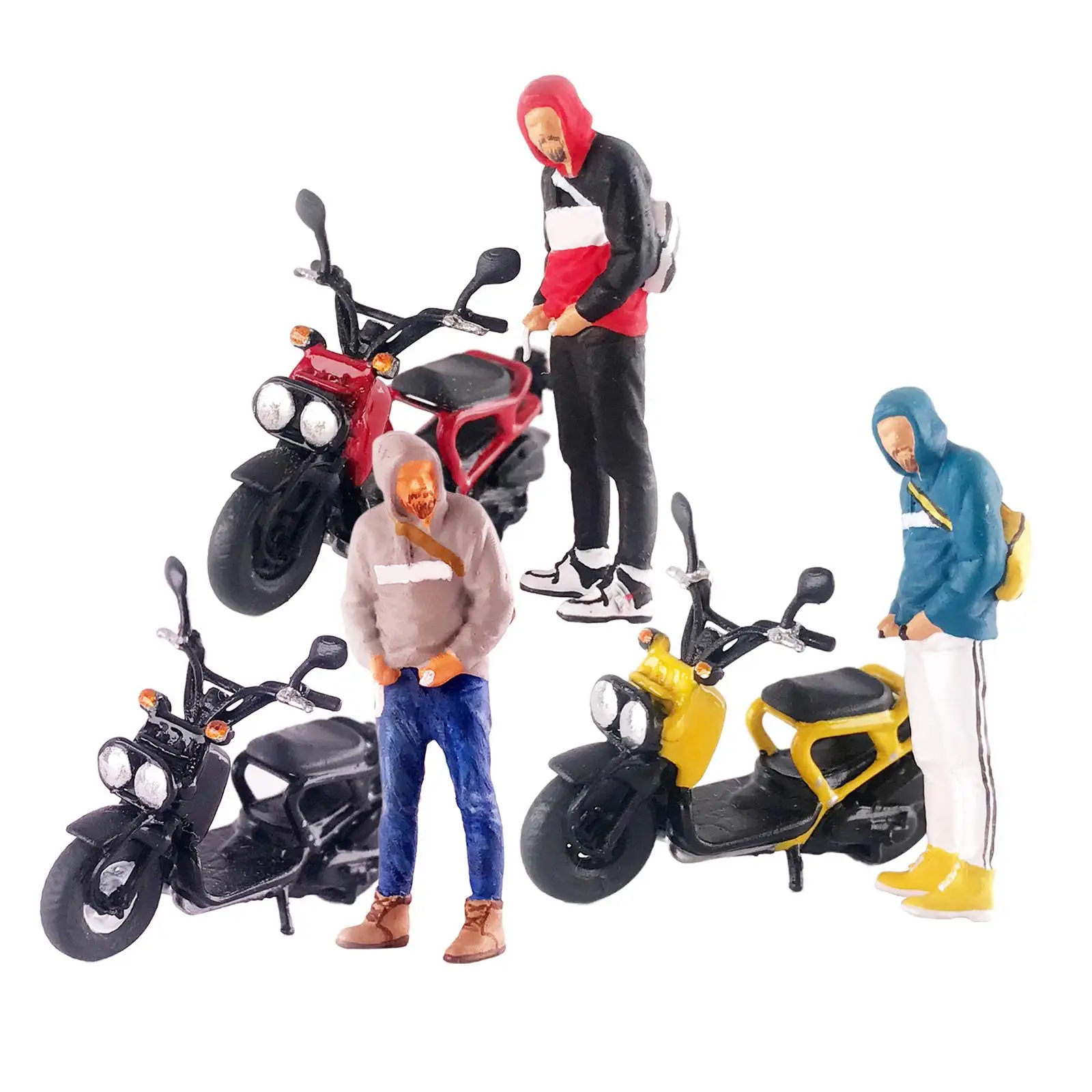 1:64 Figure Driving Motorcycle Movie Character Scene, Model Train Diorama Scenery DIY Projects Accessory, S