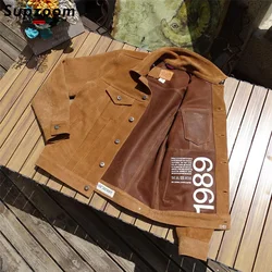 Supzoom New Arrival Casual Autumn And Winter Vintage Old  Genuine Top Layer Cowhide Classic Handsome Pure Leather Jacket Men
