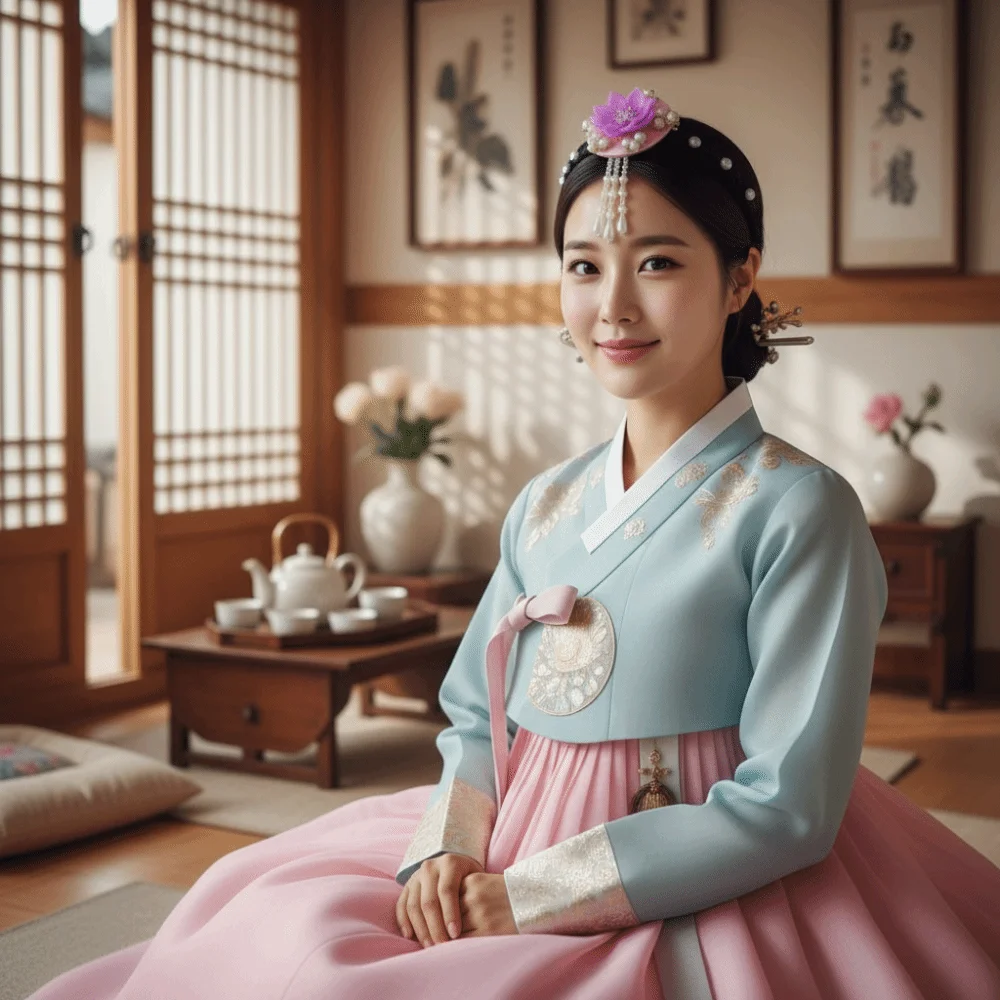 

Retro Flower Korean Headband Pearl Traditional Hanbok Hairband Headdress Tassels Stage Dance Hair Hoop Performance