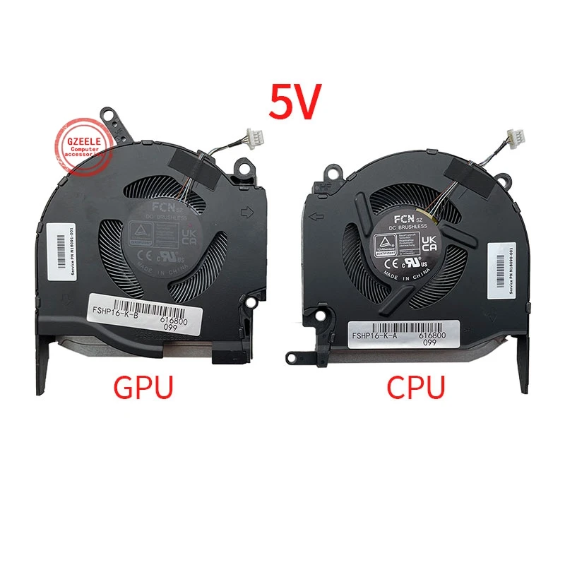 

New Laptop CPU/GPU Cooling Fan For HP OMEN 16-K 16-N Pro TPN-Q280 Cooler N18090-001 N18091-001 DC5V 0.5A