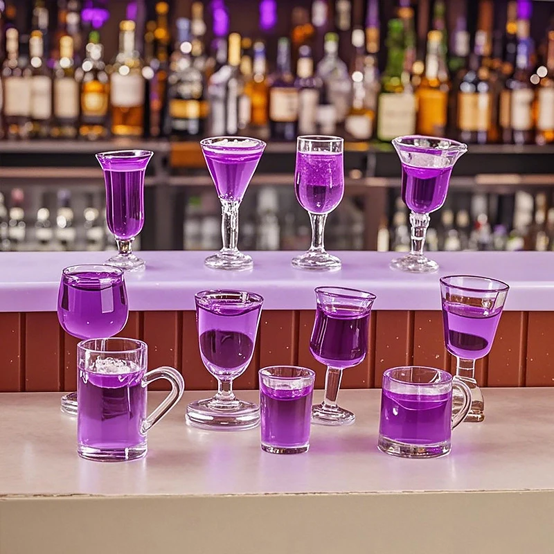 10Pcs Random Dollhouse Miniature Wine Cup Beer Mug Wine Bottle Resin Model Doll House Decor Furniture Toy Accessories-Toy