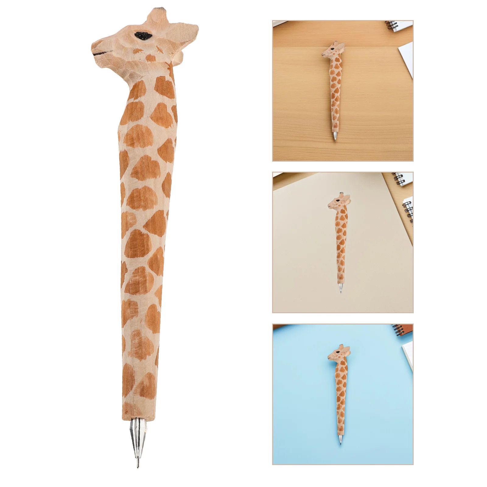 

Wooden Animal Gel Pen Carved Giraffe Shape Ballpoint Writing Office School Stationery Supplies Birthday Gift Classroom