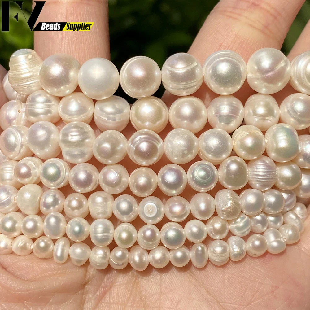 Natural Freshwater White Pearl 4-11mm Round Beads Spacer Beads for Jewelry Making Diy Bracelet Necklace Earring Accessories 15\'\'