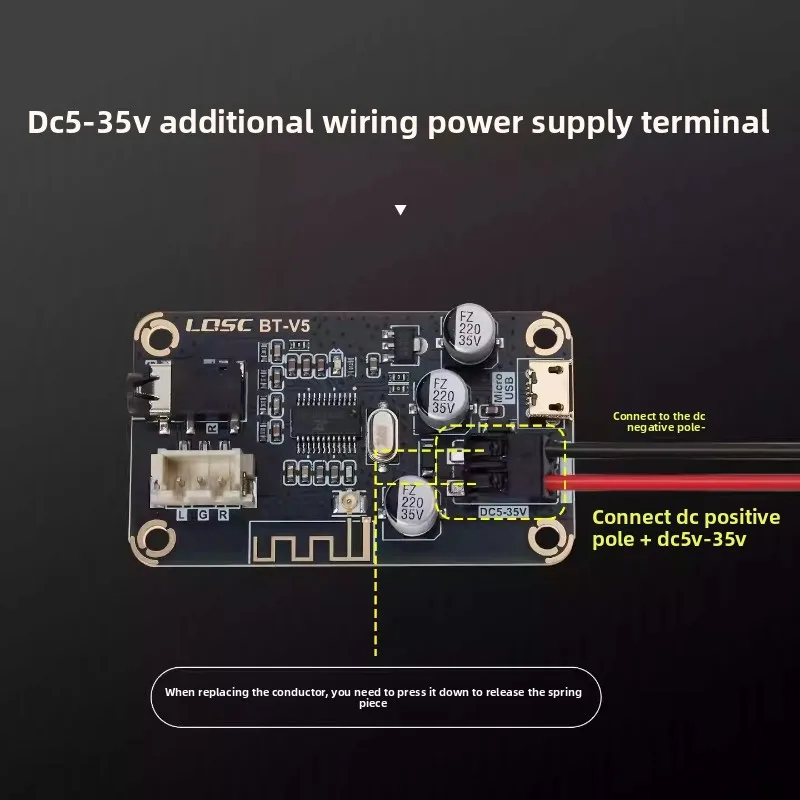 SOTAMIA Bluetooth 5.1 Scheda di ricezione e decodifica audio 5V 35V12V Ampia tensione USB Scheda audio per computer Decodifica BT V5