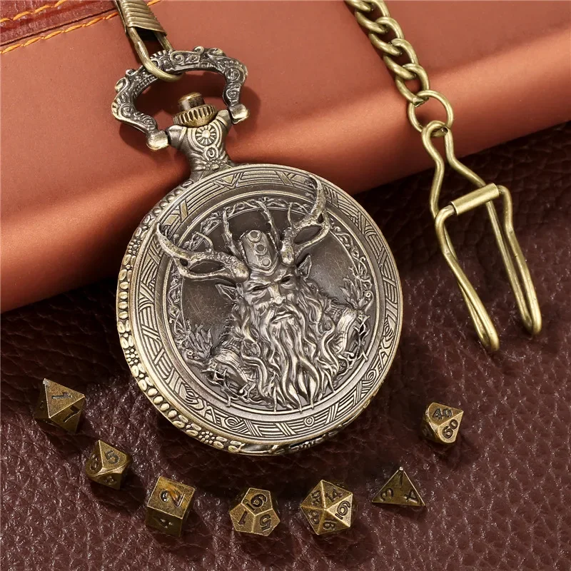 

Vintage Pocket Watch Case Pendant Chain 7 X Tiny Polyhedral Metal Dice Set Gaming Accessory for Role Play Entertainment Dice