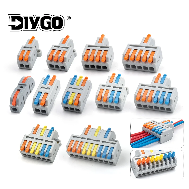 Quick Mini Wire Cable Connector Electrical Universal Compact Splicing Push-in Terminal Block with fixing Hole 1 in multiple out