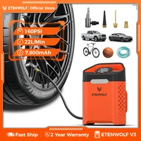 ETENWOLF ZEPHYR V3 compresor de coche portátil 160 PSI 100% Inflador de neumáticos de coche de ciclo de trabajo 7800mAh para coches motocicletas bicicletas bolas