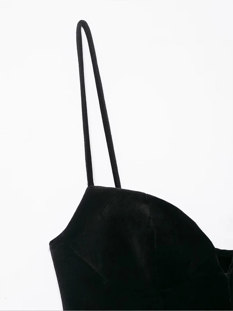 فستان نسائي جديد على الطراز الأوروبي متعدد الاستخدامات وأنيق بلون سادة مع حاشية رقيقة وأشرطة رفيعة. #2