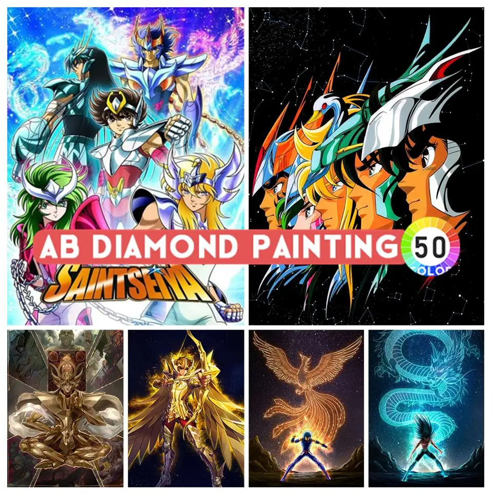 1 Stück rahmenloses Saint Seiya Diamant-Gemälde AB Drill Japanischer Anime 5D Diamant-Mosaik Vollständiges DIY Kreuzstich-Strass-Stickerei