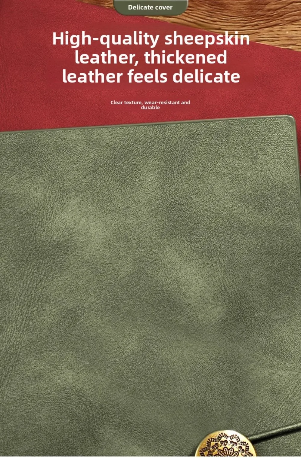 Neues dickes Notizbuch aus PU-Leder mit goldfarbenem Quastenperlenverschluss, Business-Notizblock, 200 Seiten, Besprechungsnotizbuch, Schulbedarf – Detail 5