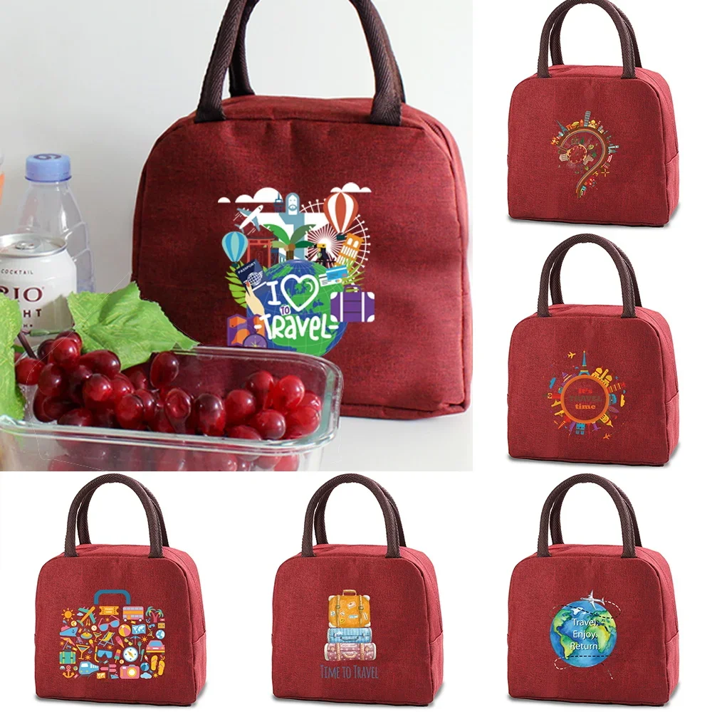 

New Lunch Bag Cooler Bag Travel Tote Insulated Box Bag Canvas Dinner Cold Food Container School Picnic Handbag Women Kids Travel