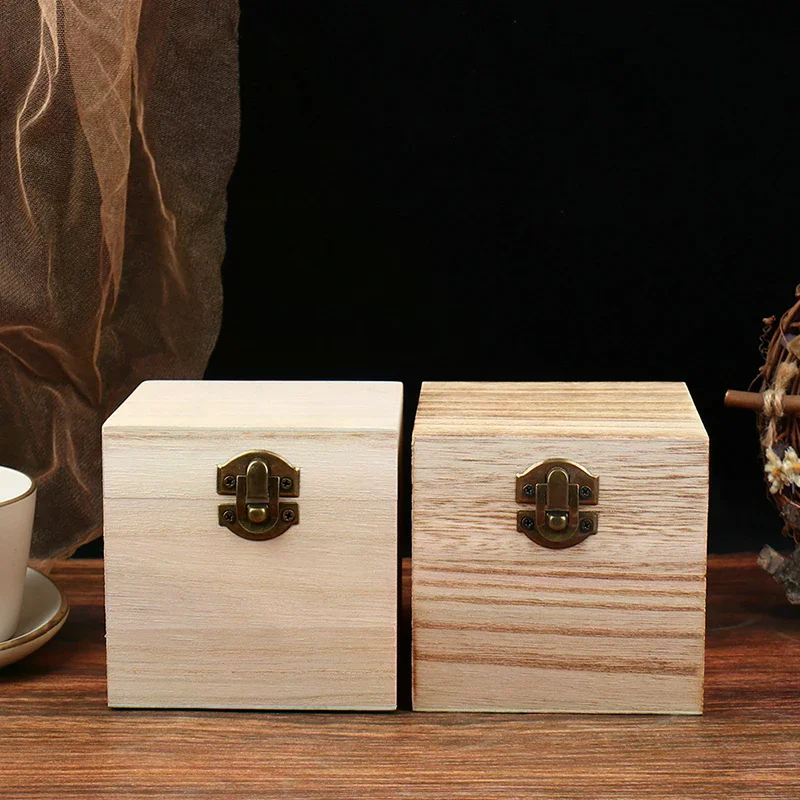 Retro Jewelry Box Organizer Box Natural Wood Clamshell Storage Rectangle Case