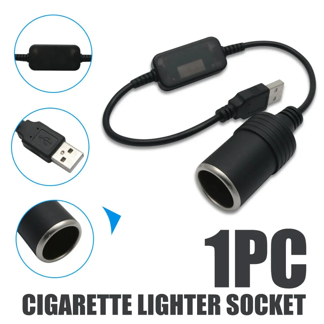 5V 2A USB To 12V Car Cigarette Lighter Socket Converter Adapter Wired Controller Plug Connector Adapter Car Interior Accessories