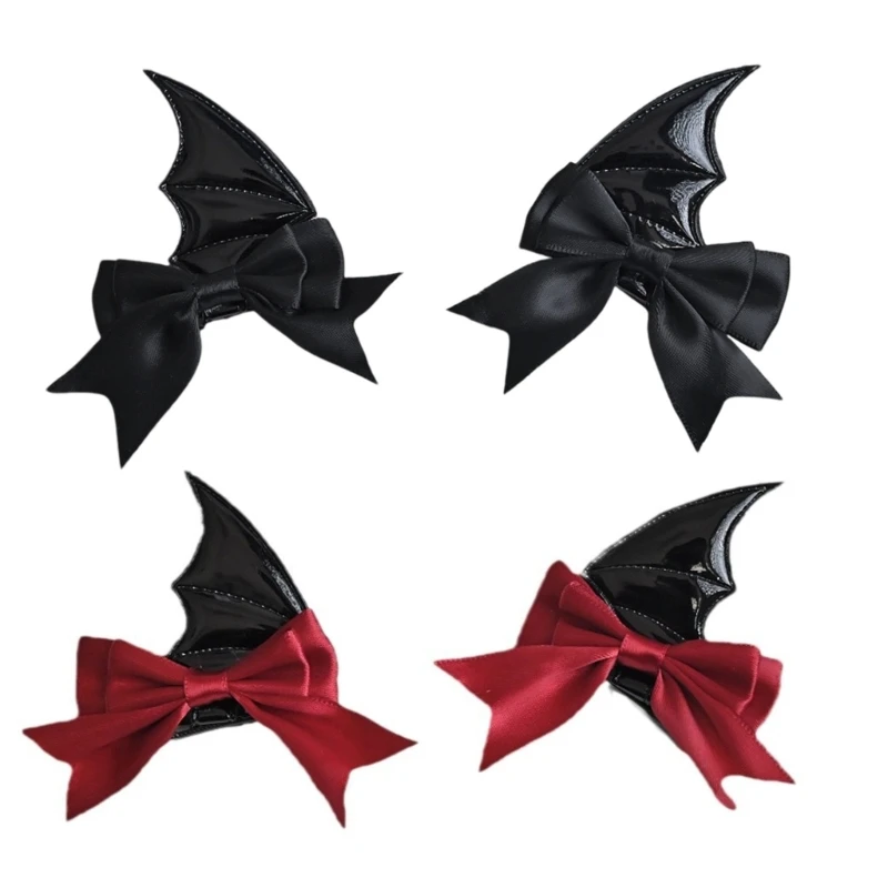 Gothic Punk Bat Wing Bowknot Hair Clip Y2K Girls Anime Cosplay Party Headwear Halloween Hairpin Role Play Costume Hair Barrettes