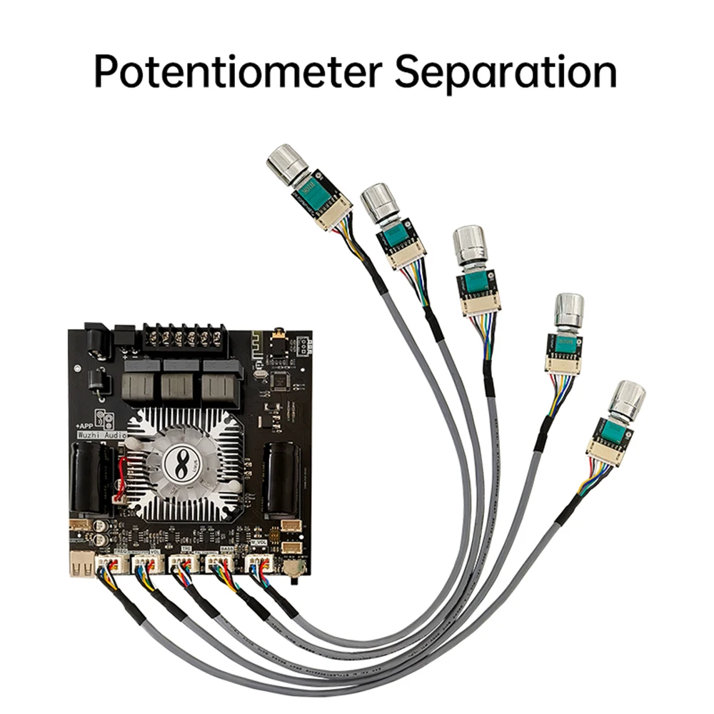 HT21-3G TDA7498E HIFI Digital Power Audio Amplifier Board 160Wx2+220W AMP Subwoofer Treble Bass Wuzhi Audio APP AUX 2.1 Channel