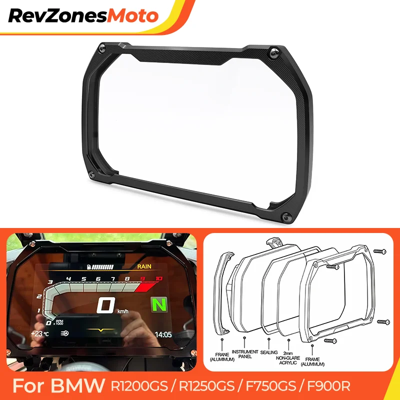 For BMW R1200GS R1250GS ADV F850GS F750GS F900 F900R Motorcycle Meter Frame Cover Aluminum Clear Acrylic Lens Screen Protector
