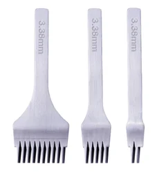3Pcs French Style Leather Craft Stitching Punch Tool Set DIY Hole Punches Tools Chisel Oblique Flat Cut 3.85/3.38/3.0/2.7mm