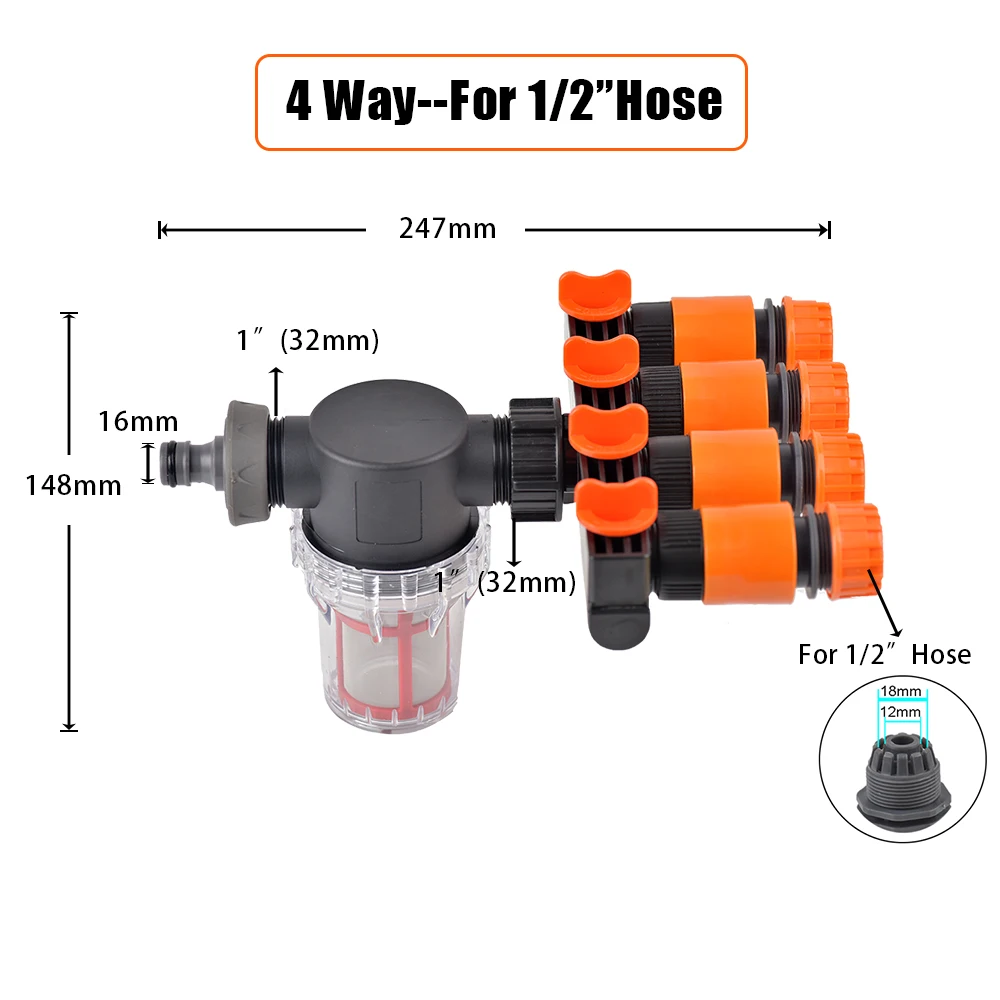 Filtr wody ekranowej 80-200 Mesh do adaptera zbiornika IBC Splitter Connect 2/4-way Tap woda z węża System nawadniania kropelkowego ogrodu