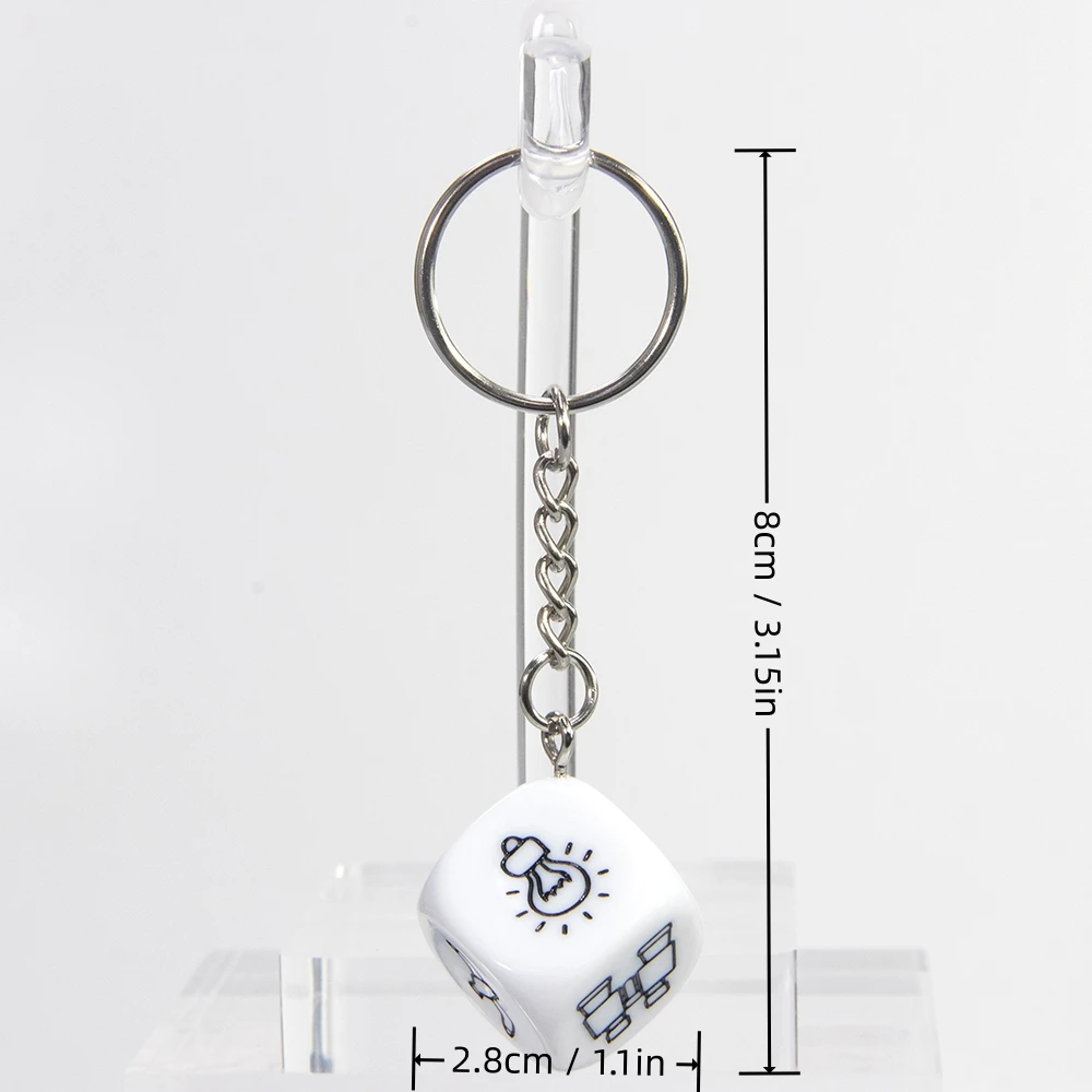 Cute Keychain with Telling Story Dice Pendant Kid Birthday Gift Handbag Decorative Hanging