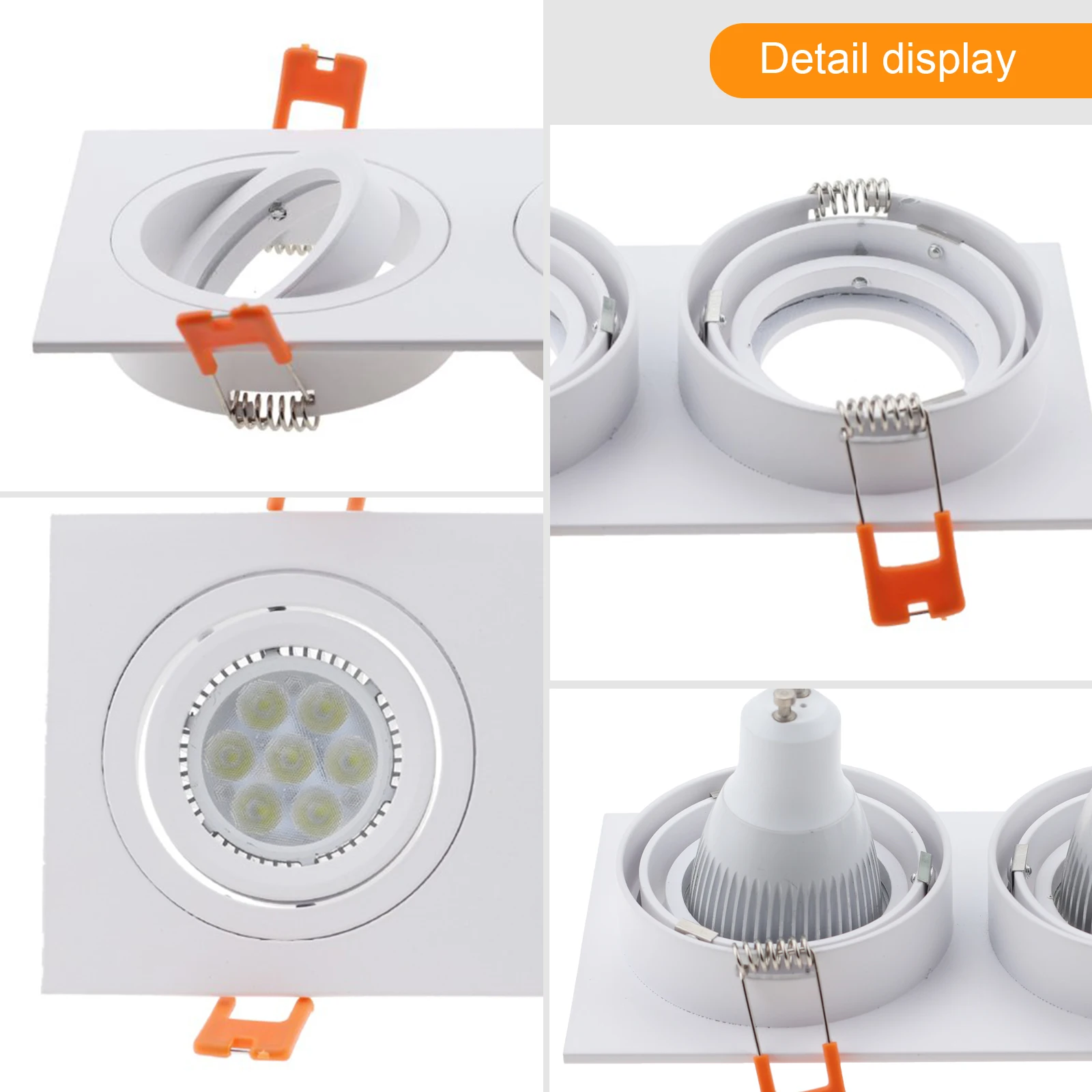 Recessed Square LED Bulb Socket Base GU10 MR16 Fitting Fixture Frame Spot Light Bracket for Home Illumination