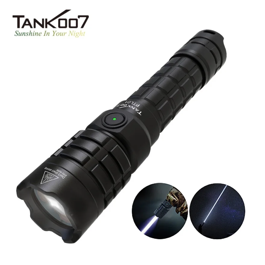 

TANK007 PTL01 Power Laser Torch 1400M 500LM Rechargeable Tactical Flashlight by 21700 Battery for Self Defense Search Hunting