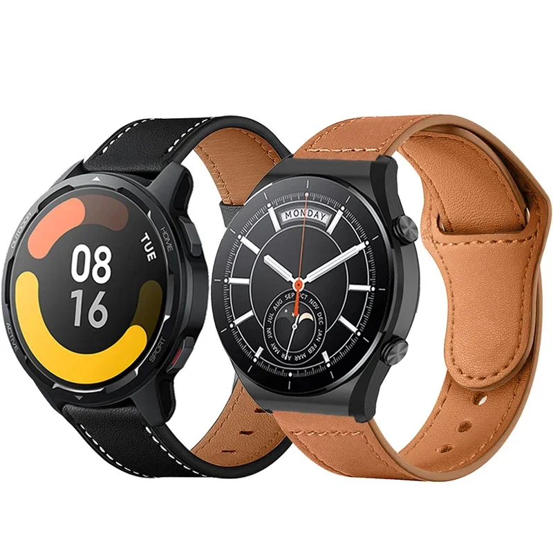 Pulseira de couro para Xiaomi Watch S1, Smartwatch Band Bracelet, Substituir Cinto, Acessórios Active Strap, 20mm, 22mm
