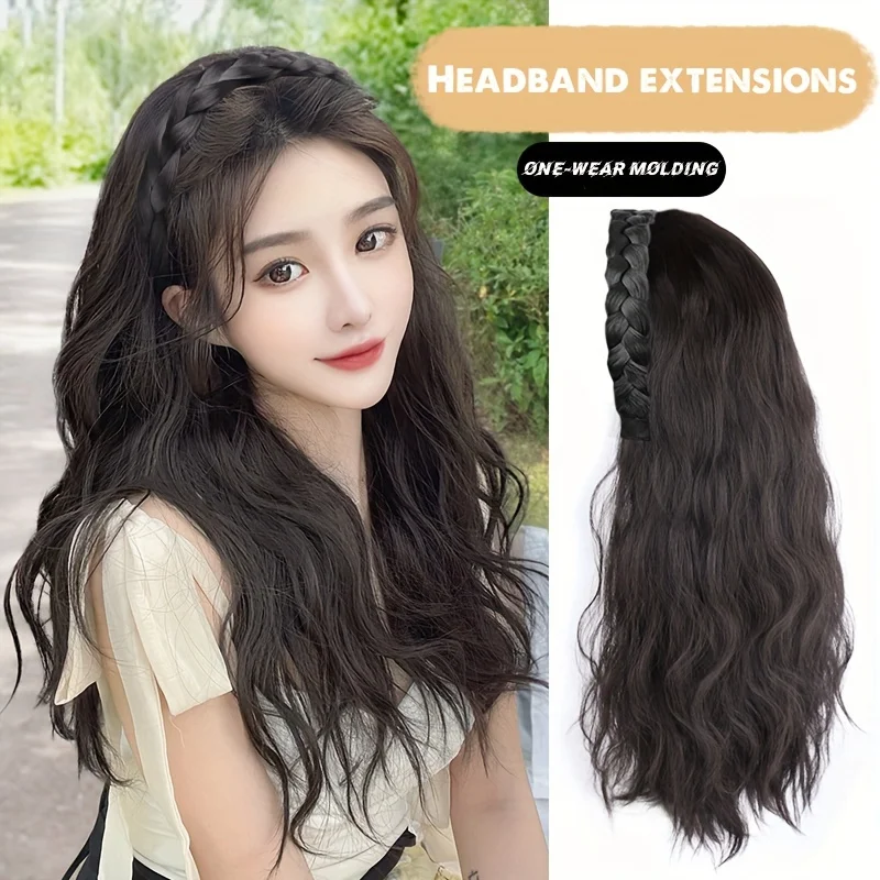 

Synthetic water wave headband wig half wig heat resistant fiber Female Brown Black Blonde Cosplay Natural Heat Resistant H