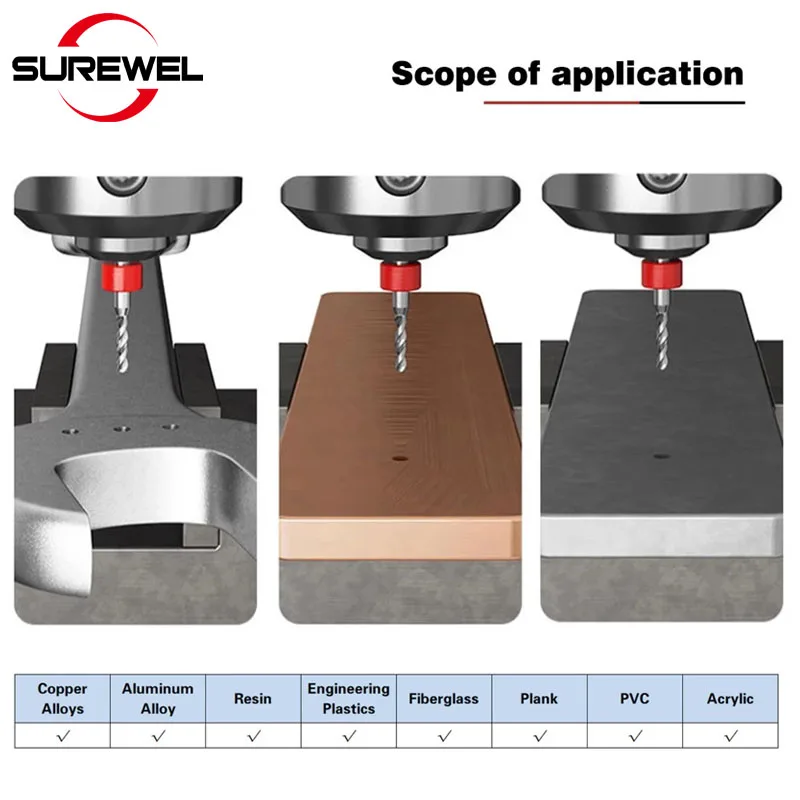 SUREWEL 0.1mm to 1.69mm Micro Carbide Drill Bit Precision Mini Drill Hole Maching CNC Solid Monolithic Metal Drill For aluminum