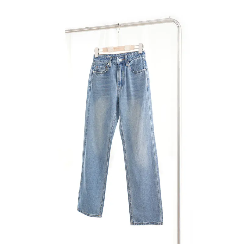 

Джинсы женские Bodhl с высокой талией, прямые, базовые, осенние, универсальные, синие, длинные, повседневные, модные