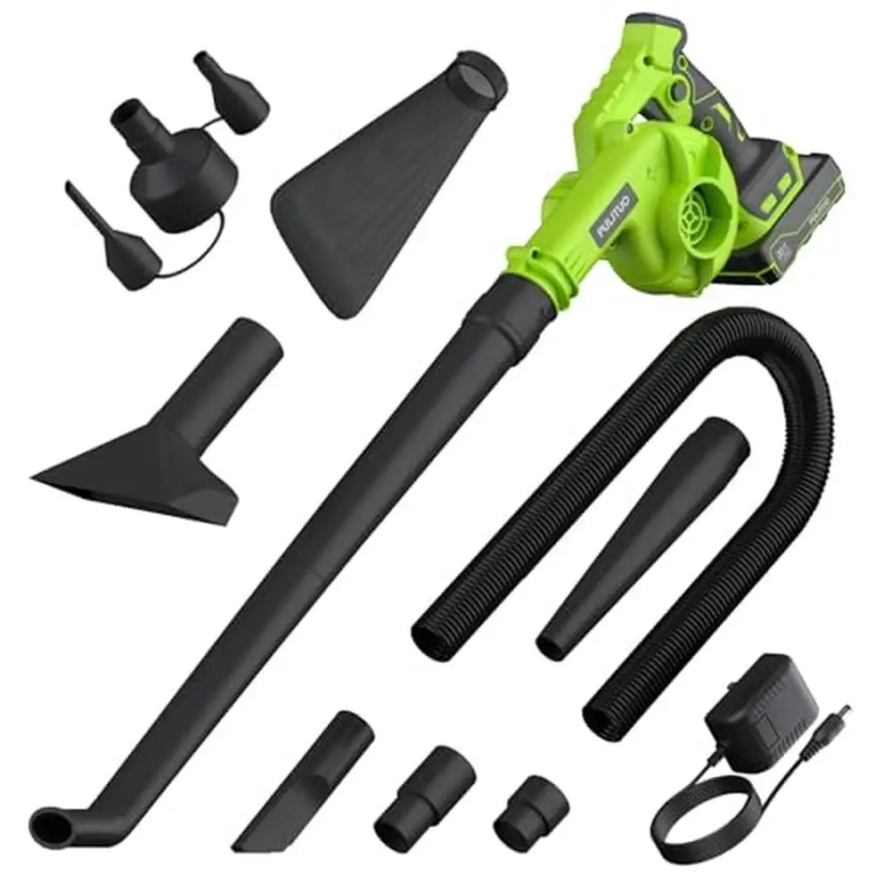 

Cordless Leaf Blower & Vacuum Cleaner 20V Handheld Self-Locking Switch Dust Bag Inflatable Device 2-in-1 Sweeper Strong Airflow