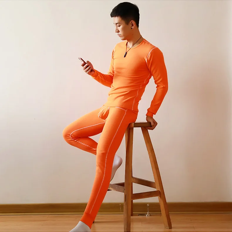 Men\'s Warm Thermal Underwear Set for Young People Thickened Plush Fashionable Home Tight Fitting Pajama Teenager Bottom Lingerie