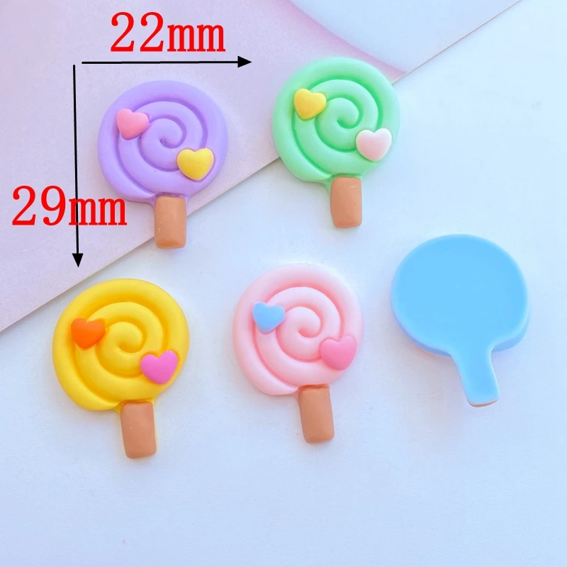 10Pcs New Mini Cute 22*29mm Lollipop Series Flat Back Resin Cabochons Scrapbooking DIY Jewelry Craft Decoration Accessorie