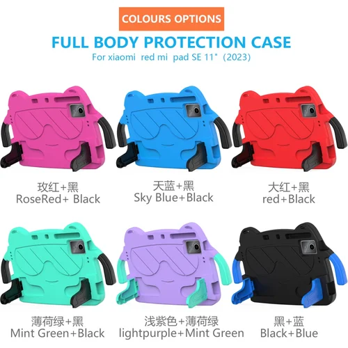 Imagen 2 del producto Funda con soporte de EVA para niños, funda protectora con mango a prueba de golpes para tableta Xiaomi Redmi Pad SE 2023 de 11 pulgadas