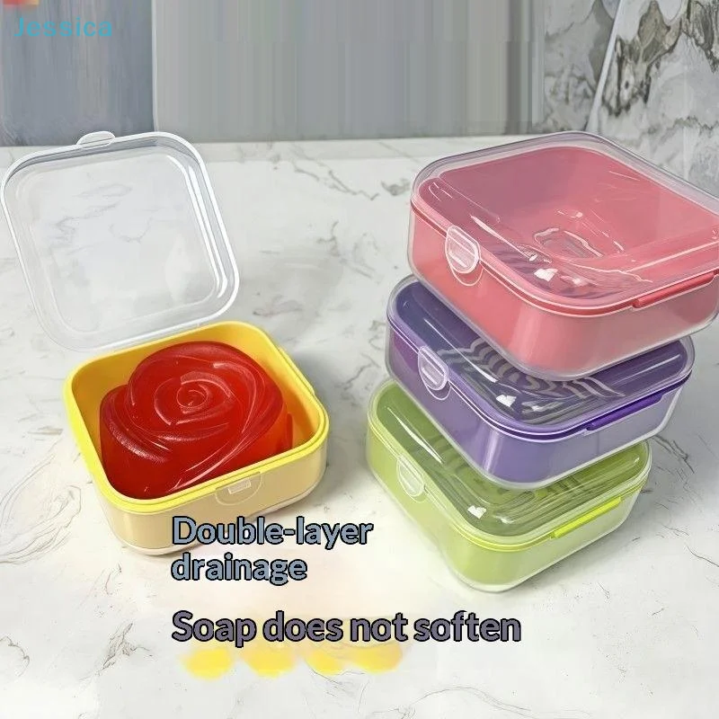 ♥Travel Seal Soap Box - Portable Drainable Soap Container for Bathroom/Travel, Leakproof Plastic Soap Holder
