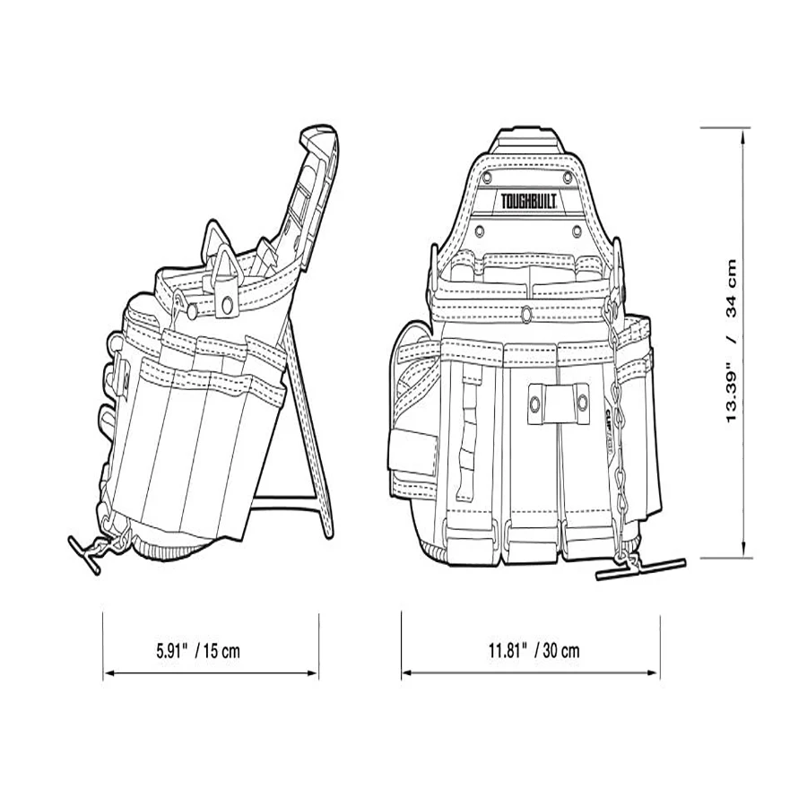 TOUGHBUILT TB-CT-104 Master Electrician’s Pouch + Shoulder Strap with 25 Pockets and Loops Non-slip Rugged Tool Bag Pouch