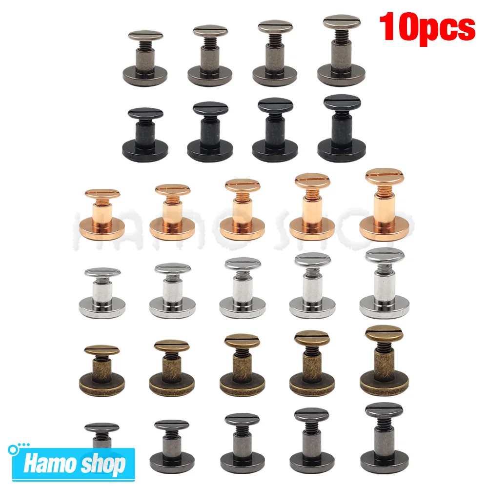 10pcs Metal Solid Screw Nail Rivet Double Curved Head Belt Strap Rivets Book Screws For handmade Luggage Leather Craft Bag Shoes
