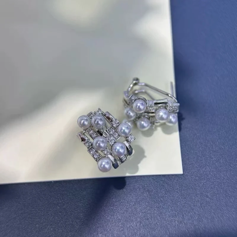 925 Sterling Silver Ring and Earrings Set Mountings Findings Beautiful Jewelry Set Parts Fittings for 4-6mm Size Pearls