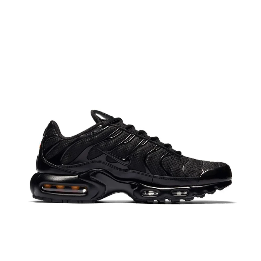 Nike Air Max Plus TN Men's and Women's Sneakers Fashionable and comfortable casual shoes Lightweight and wearable solid black