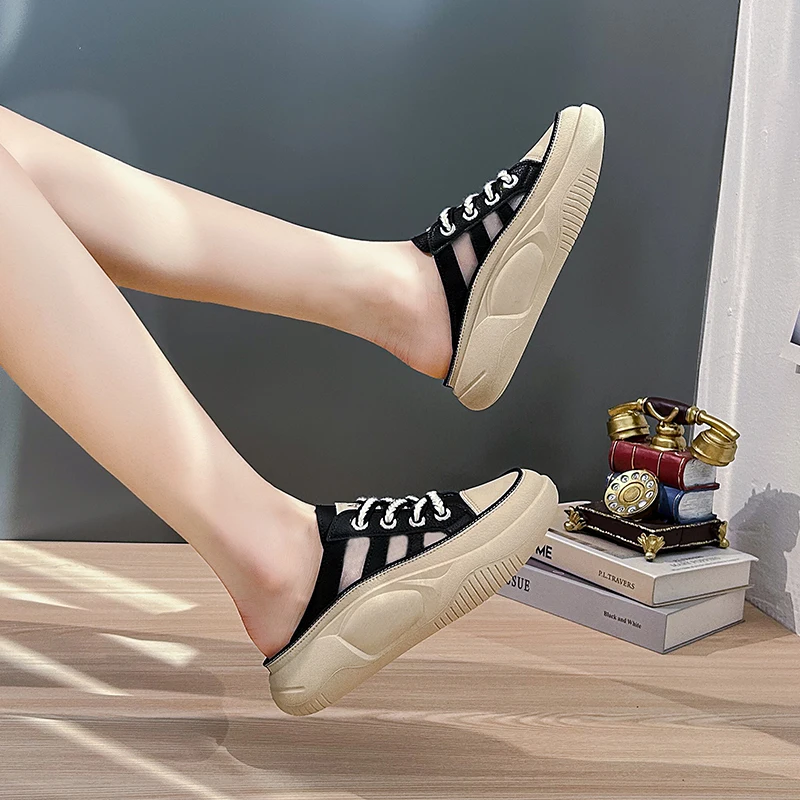 Women's Slippers Casual Women's Shoes Summer Fashion Versatile Outgoing Slippers Thick Sole Shoes Hollow Breathable Casual Shoes