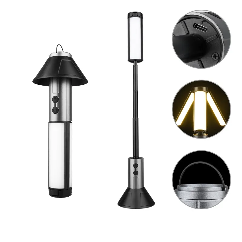 Outdoor Multifunctional Super Bright Flashlight: Rechargeable, Portable Camping Light with Fill Light & Telescopic Stand