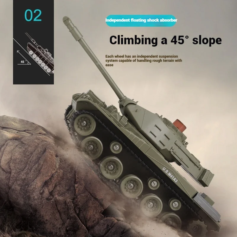 1:30 Scale Rc M41a3 Military Tank2.4g Dual Joystick Remote Control All-Terrain Waterproof Model For Kids/Adults Birthdayxmas Gif