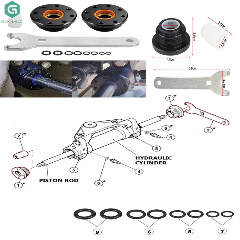 1 conjunto de chave de pino de glândula de vedação hs5167 montagem frontal vedação de cilindro de direção hidráulica com conjunto de chave para acessórios automotivos de carro seastar