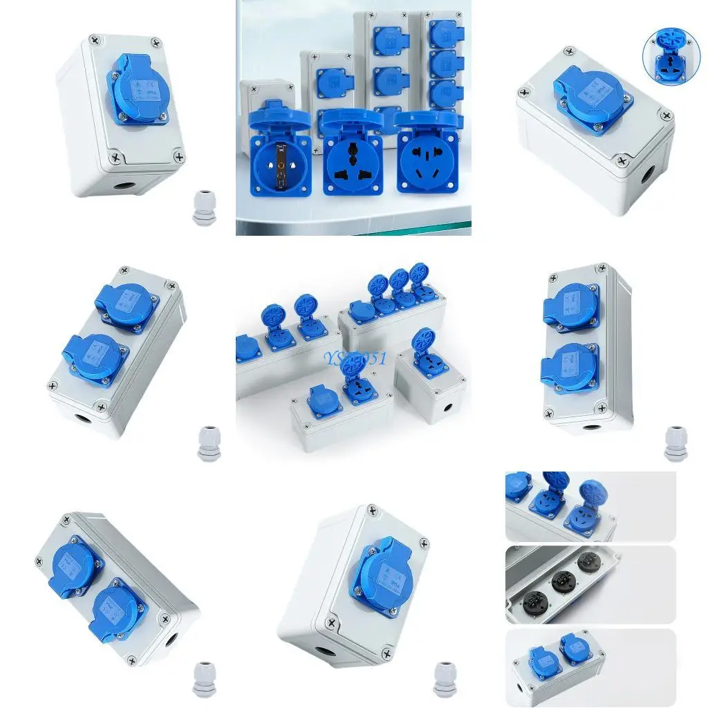 

E15A 16A Three Port Watertight Electrical Enclosures Box Shockproof Construction Easy Installation Plastic Cover for Home