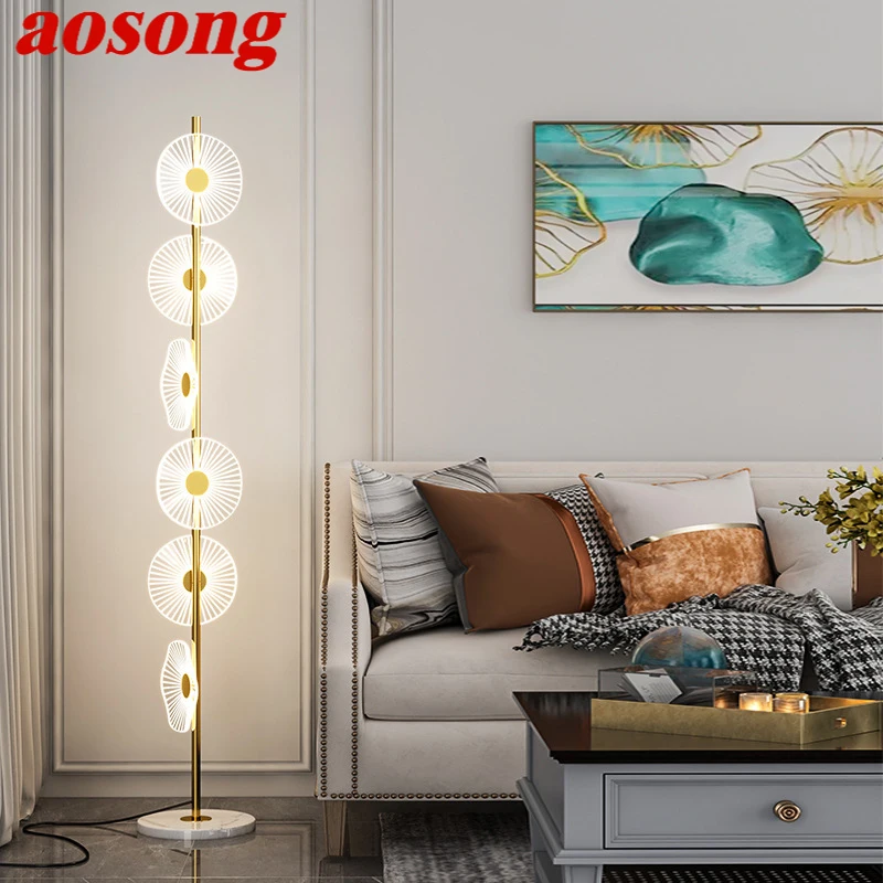 

AOSONG Nordic Floor Lamp Modern Art Family Iiving Room Bedroom Creativity Atmosphere LED Decorative Standing Light