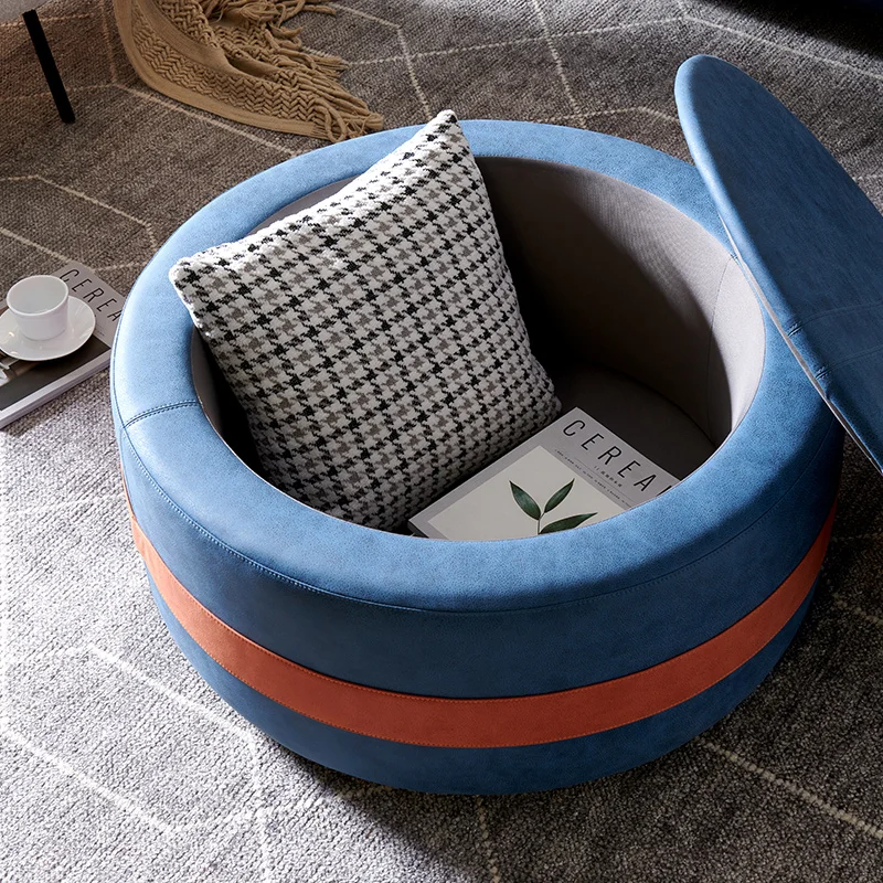 

Modern simple fabric sofa round pier shoe changing stool dressing stool footstool