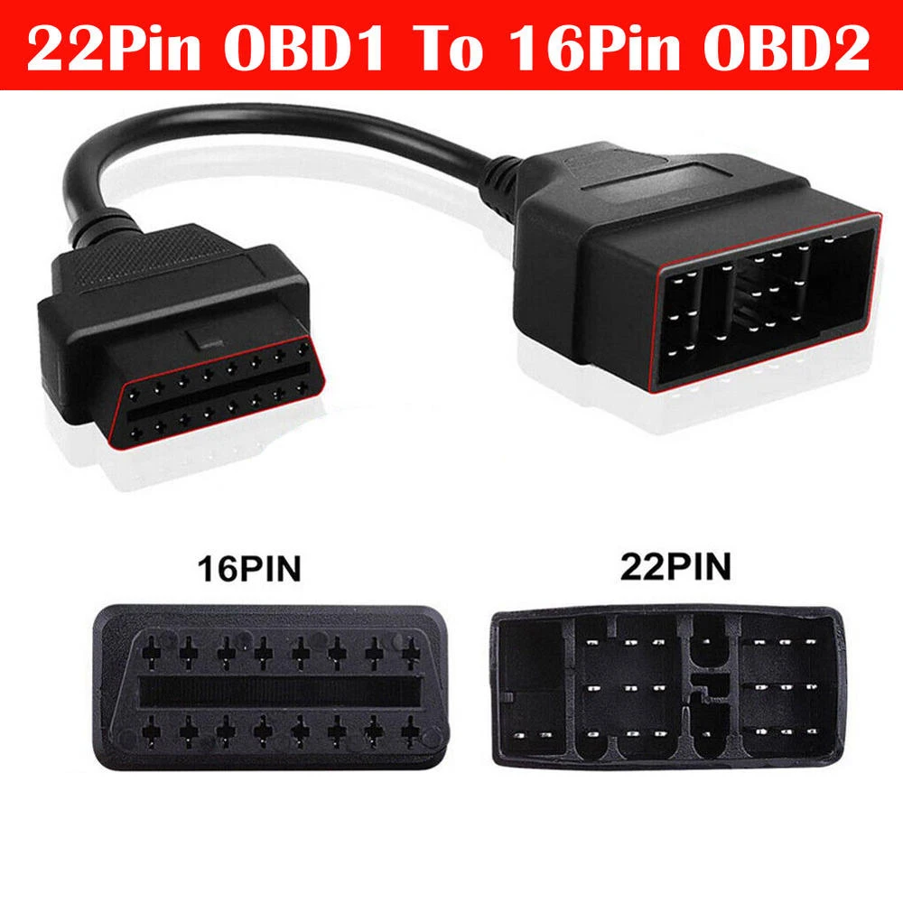 

For Toyota 22Pin to OBDII 16Pin Female Connector Adapter Black Car Diagnostic Tool For Toyota 22 Pin Male to 16 Pin OBD2 Female