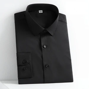 قميص أعمال رجالي من الحرير الجليدي بأكمام طويلة بدون حديد عارضة صالح أبيض نقي قميص ربيع الخريف الجديد عالي الجودة أعلى 8 فستان طويل من الحرير الشفاف للمبيعات - No8